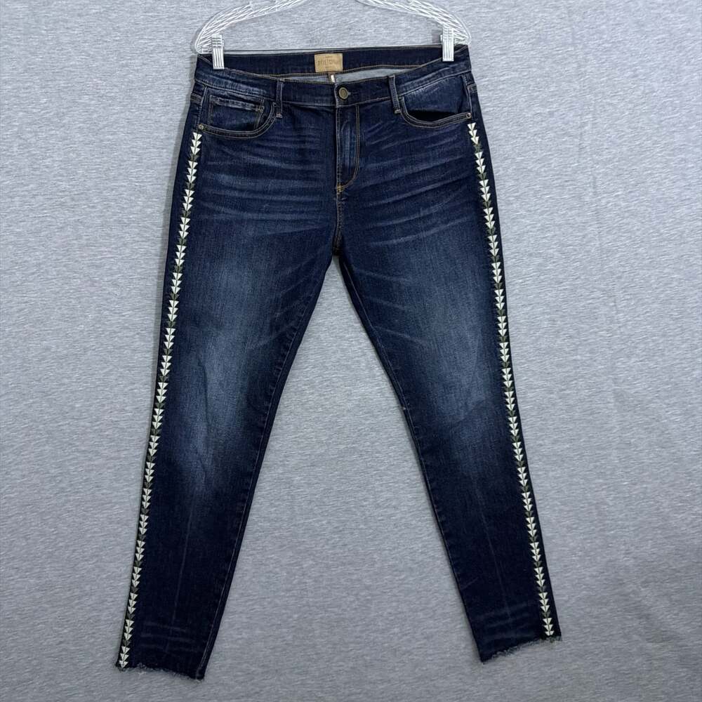 Driftwood Womens 31 Marilyn Embroidered Side Tape Ankle Skinny Leg Jeans